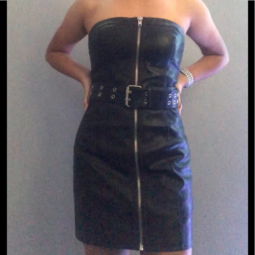 leather mini dress